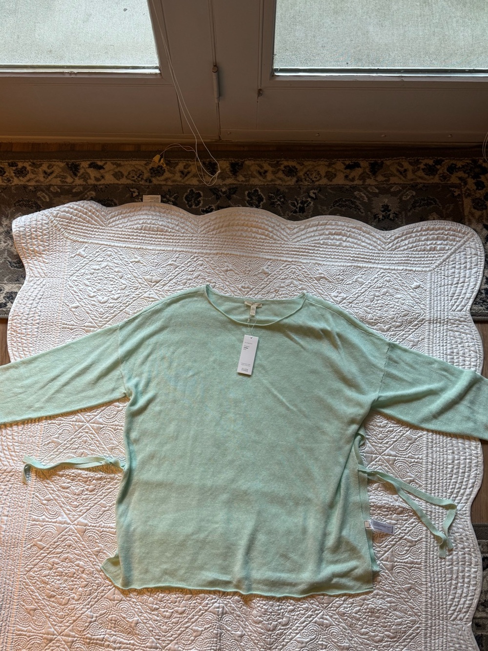 Eileen Fisher Linen Knit Arora Top Mint Green New with Tags XL